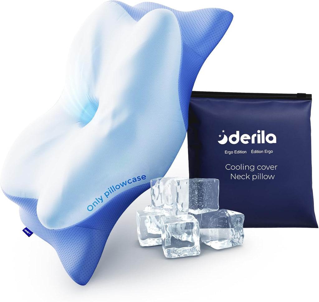 Derila Ergo Pillowcase Cervical Neck Pillow for Sleeping Pillow Case Contour Memory Foam Pillows for Back, Side Sleeper (Pillowcase…