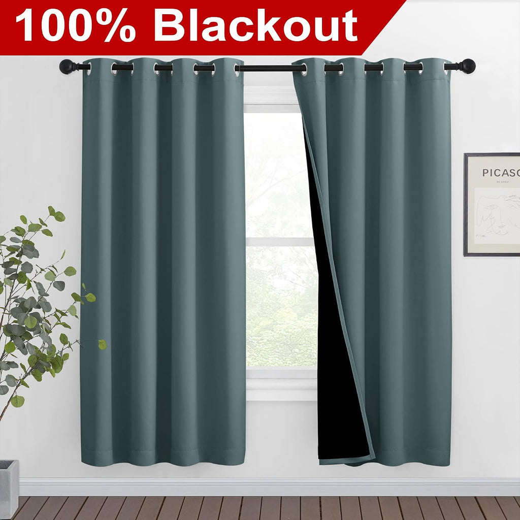 Nicetown 100% Blackout Window Curtain Panels, Full Light Blocking Drapes with Black Liner for Nursery, 72-inch Drop Thermal Insulated Drape…