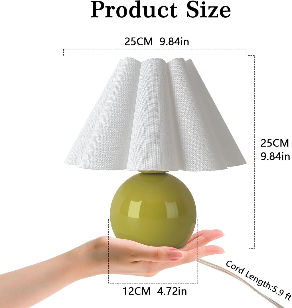 Ziqqeelam Green Small Bedside Mini Table Lamp for Bedroom, Cute Bedroom Lamps for Nightstand, Cute Mini Table Lamps for Small Spaces with…