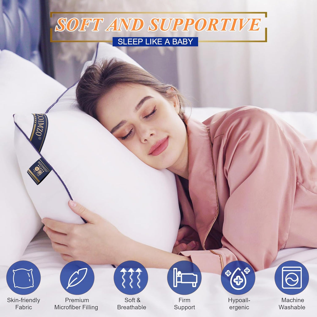 MZOIMZO Supportive Firm Bed Pillows for Sleeping- King Size, Set of 2, Cooling Hotel Quality with Premium Soft Down Alternative Fill for…