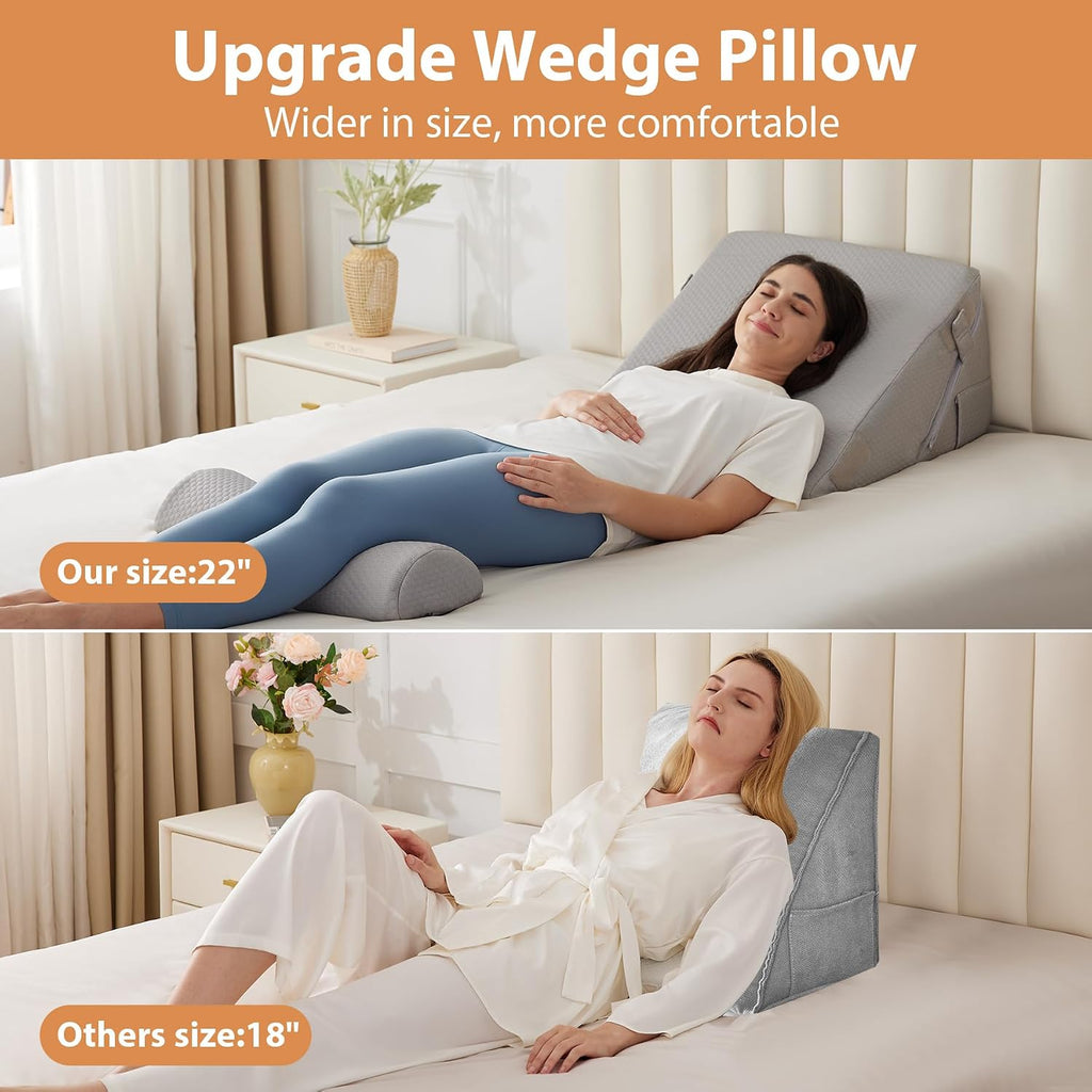 EnjoyaBetterLifeFromHere BIEEZZK 3PCS Wedge Pillow Set, Adjustable Wedge Pillow Headboard, Bed Wedge Pillows for Back, Sleeping, Post Surg…