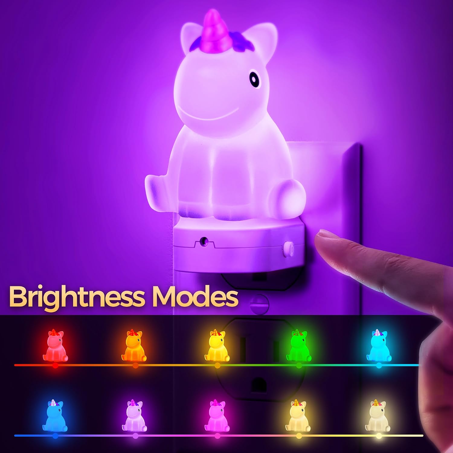 DORESshop LED Night Light for Kids, 3D Cute Unicorn Night Lights Plug into Wall with Dusk to Dawn Sensor, RGB+Soft White 3000K Plug in…