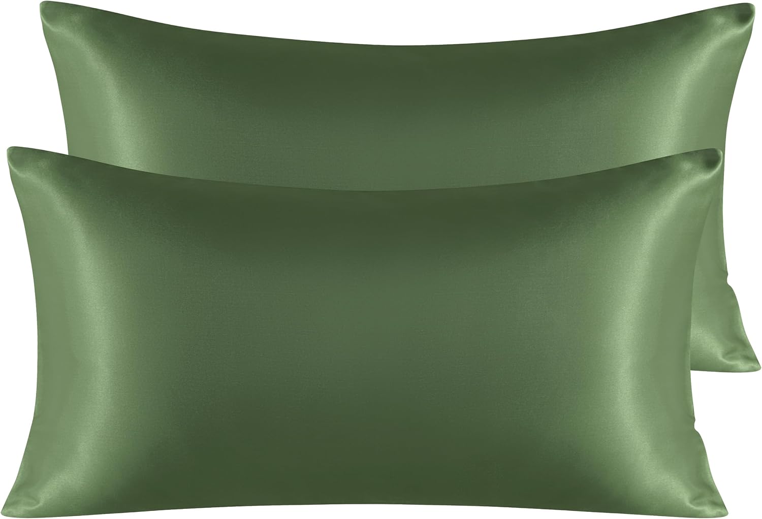 Ntbay 2 Pack Satin King Pillowcases for Hair and Skin, Luxurious and Silky Pillow Cases with Envelope Closure, 20x40 Inches, Olive Green 2…