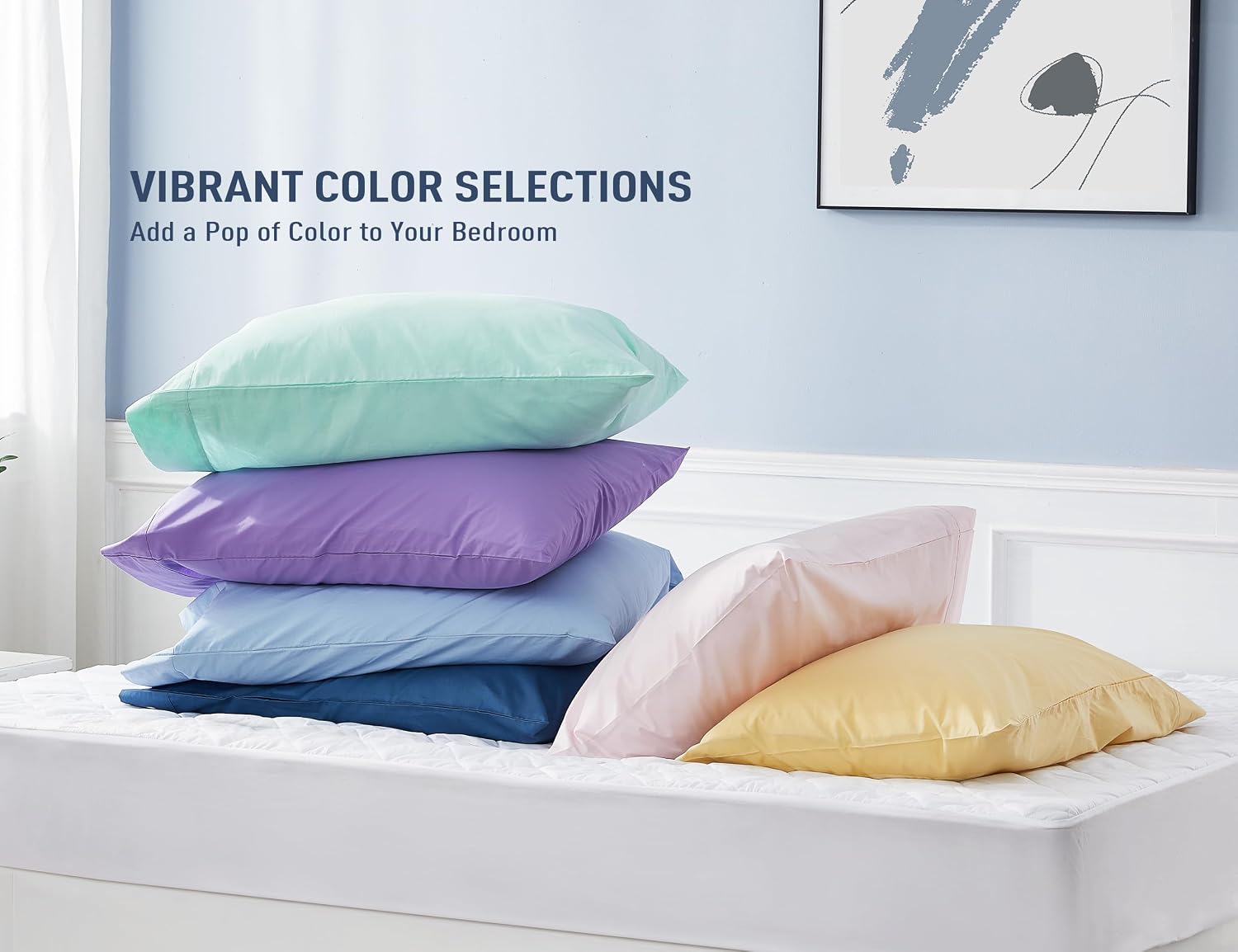 Homtec Pillow Cases, Standard Queen Size Cotton Percale Weave Pillowcases, Pre-Shrunk Breathable and Hypoallergenic Pillowcases, Set of 2 (…