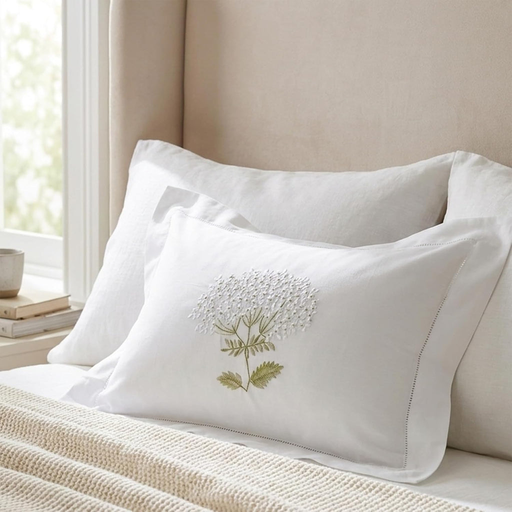 Jacaranda Living Embroidered Boudoir Decorative Throw Pillow Covers, 100% Cotton for Couch, Bedroom, Home & Lumbar Support, Floral Design…
