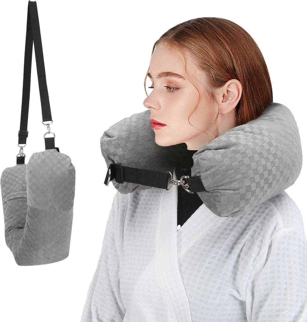 Stuffable Travel Pillow, Stuffable Neck Pillow for Travel, Neck Pillow Stuffed with Clothes Storage - No Extra Baggage Fees, Fits 5+ Days…