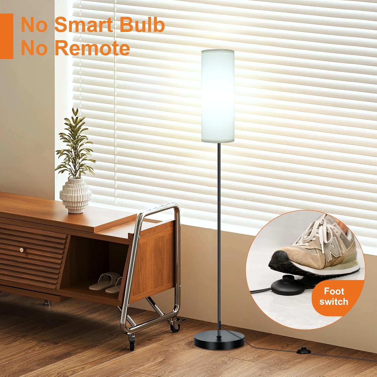 Fridekohome FRIDEKO HOME Floor Lamp with White Shade, Simple Design with Foot Pedal Switch, Small Tall Lamps for Living Room Bedroom Office…