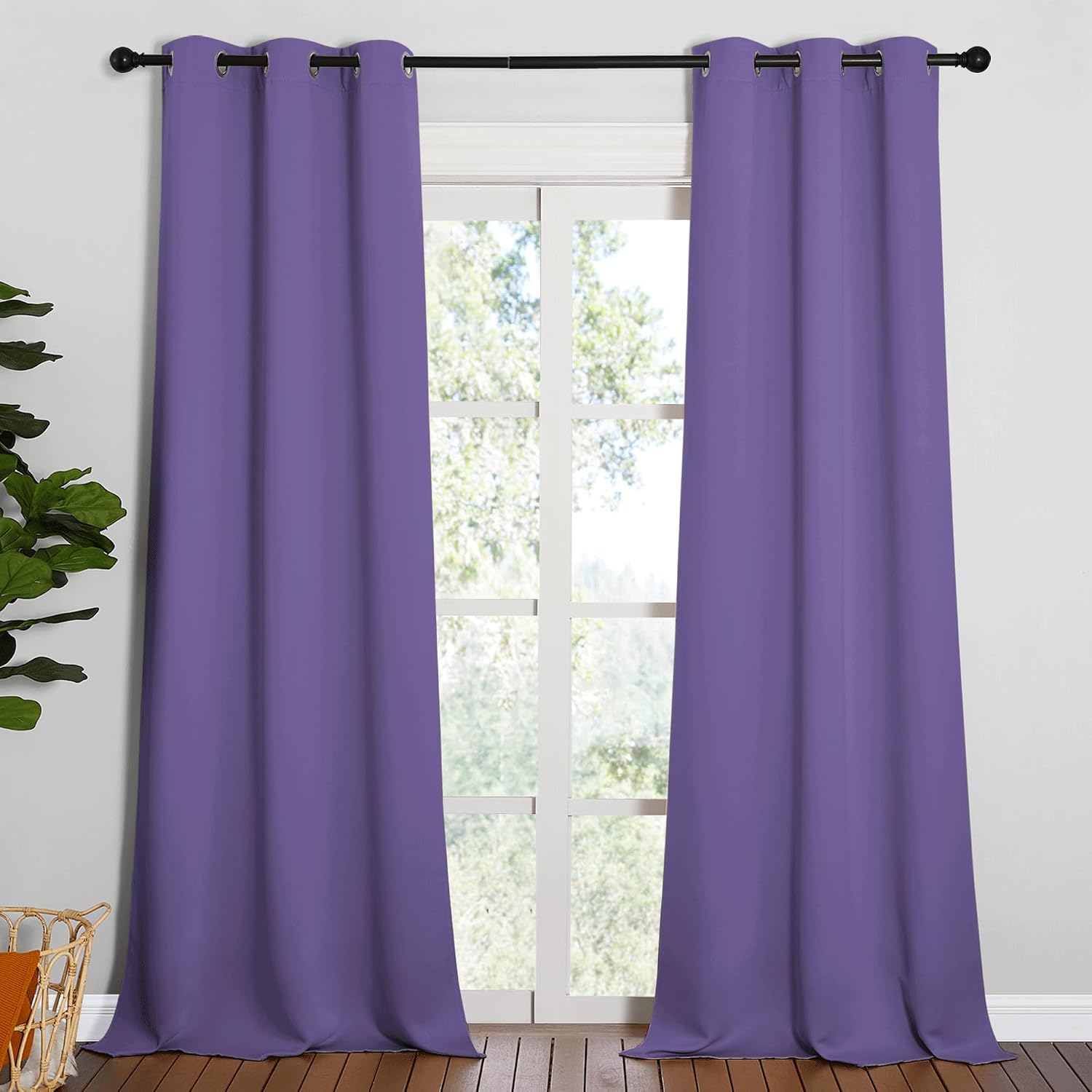 NICETOWN Patio Glass Door Blackout Curtains for Bedroom/Living Room, Privacy Panel Drapes for Dining Room and Guest Room (Lilac Purple…