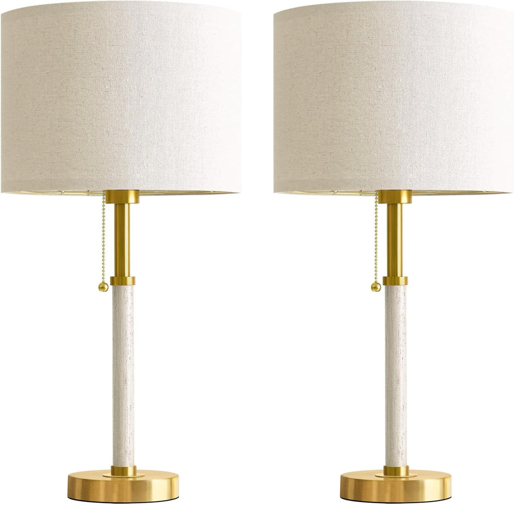 G-SAFAVA 22" Table Lamps Mid Century Modern Lamps for Bedroom Living Room Bedside Lamps for Night Stands Wood Nightstand Lamp Gold Small…
