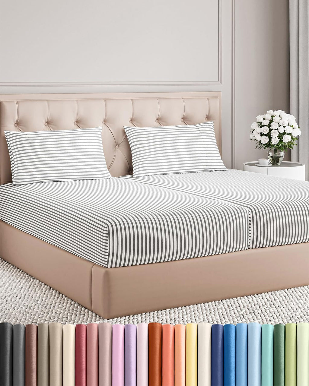 Split King Size 5 Piece Sheet Set - Comfy Breathable & Cooling Sheets - Hotel Luxury Bed Sheets for Women & Men - Deep Pockets, Easy-Fit…