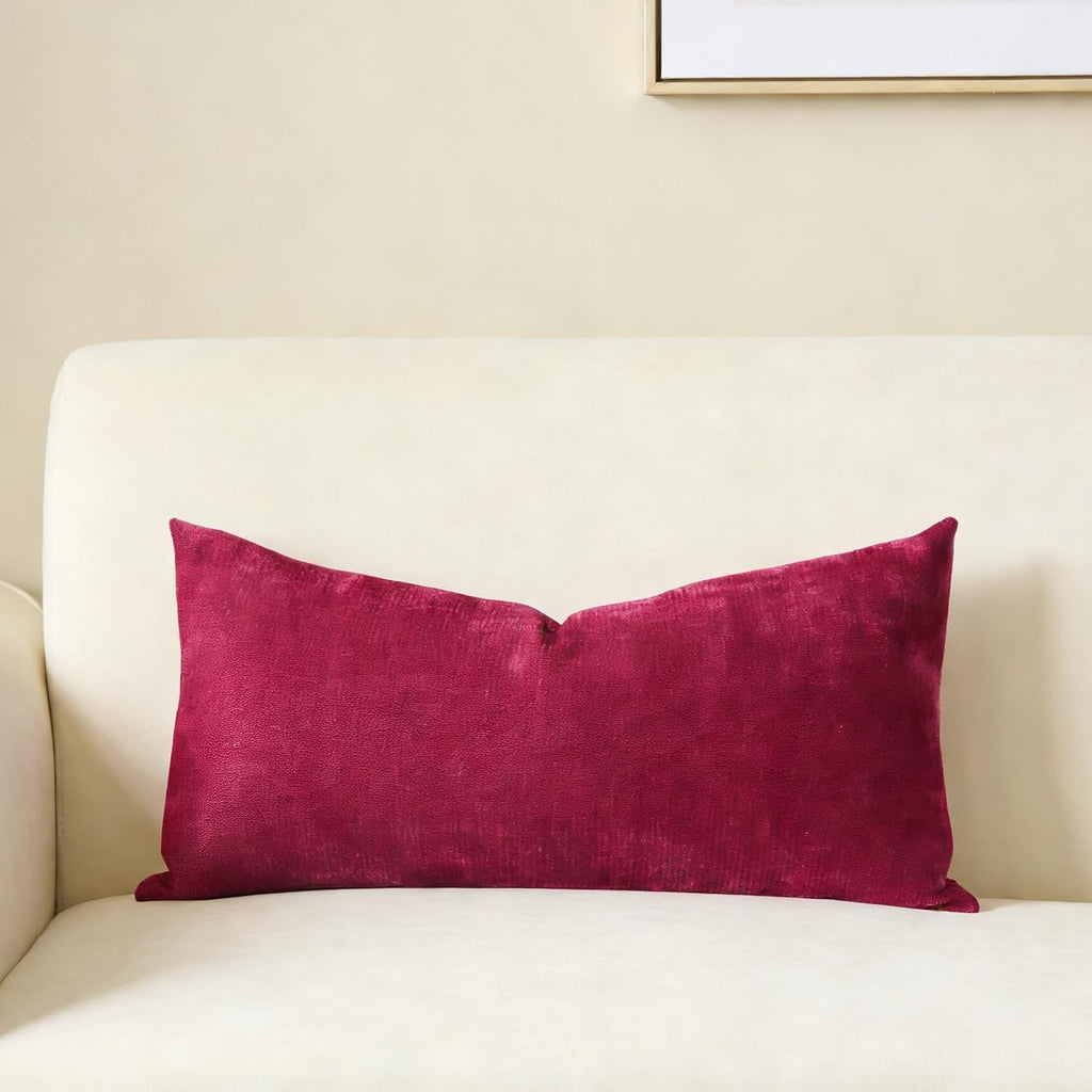 Slow Cow Chenille Rectangular Pillow Cover Pillowcase Decorative Lumbar Throw Pillow Cover for Couch Sofa 12 x 24 Inches