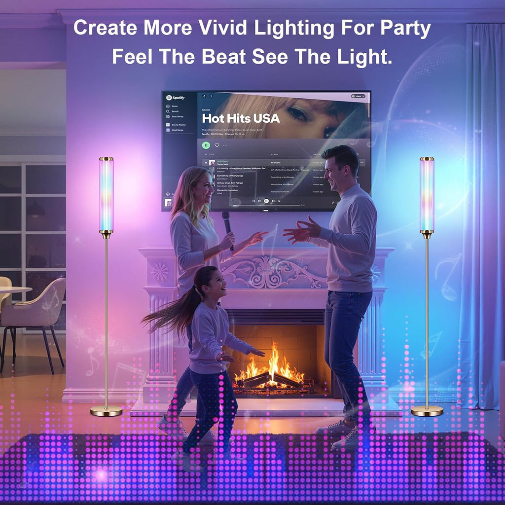 FRIDEKO HOME Floor Lamp, Smart RGBCW LED Color Changing Ambient Lighting for Living Room & Gaming Decor, Standing Lamp with App & Remote…