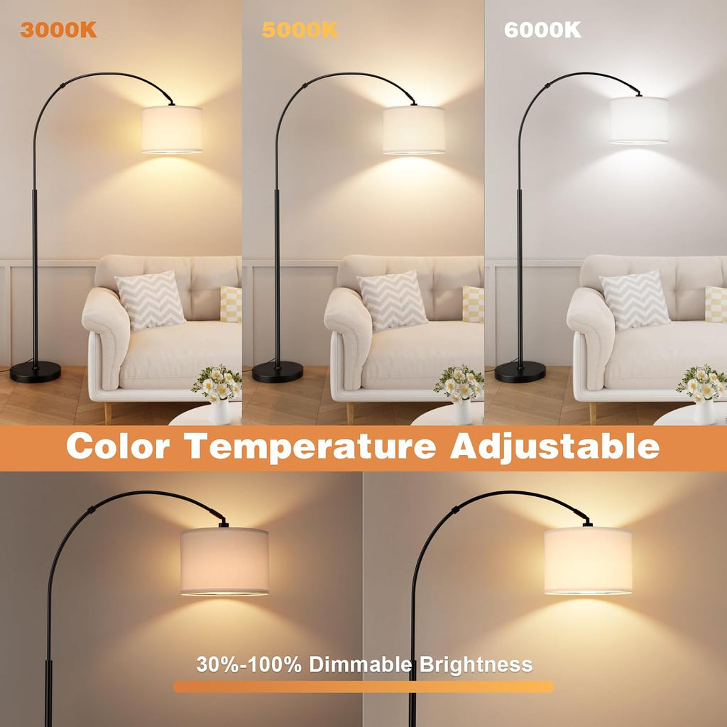Ambimall Dimmable Arc Floor Lamp with Remote, Color Temperatures and Brightness Adjustable, Arched Floor Lamp with Rotating Head, Over…
