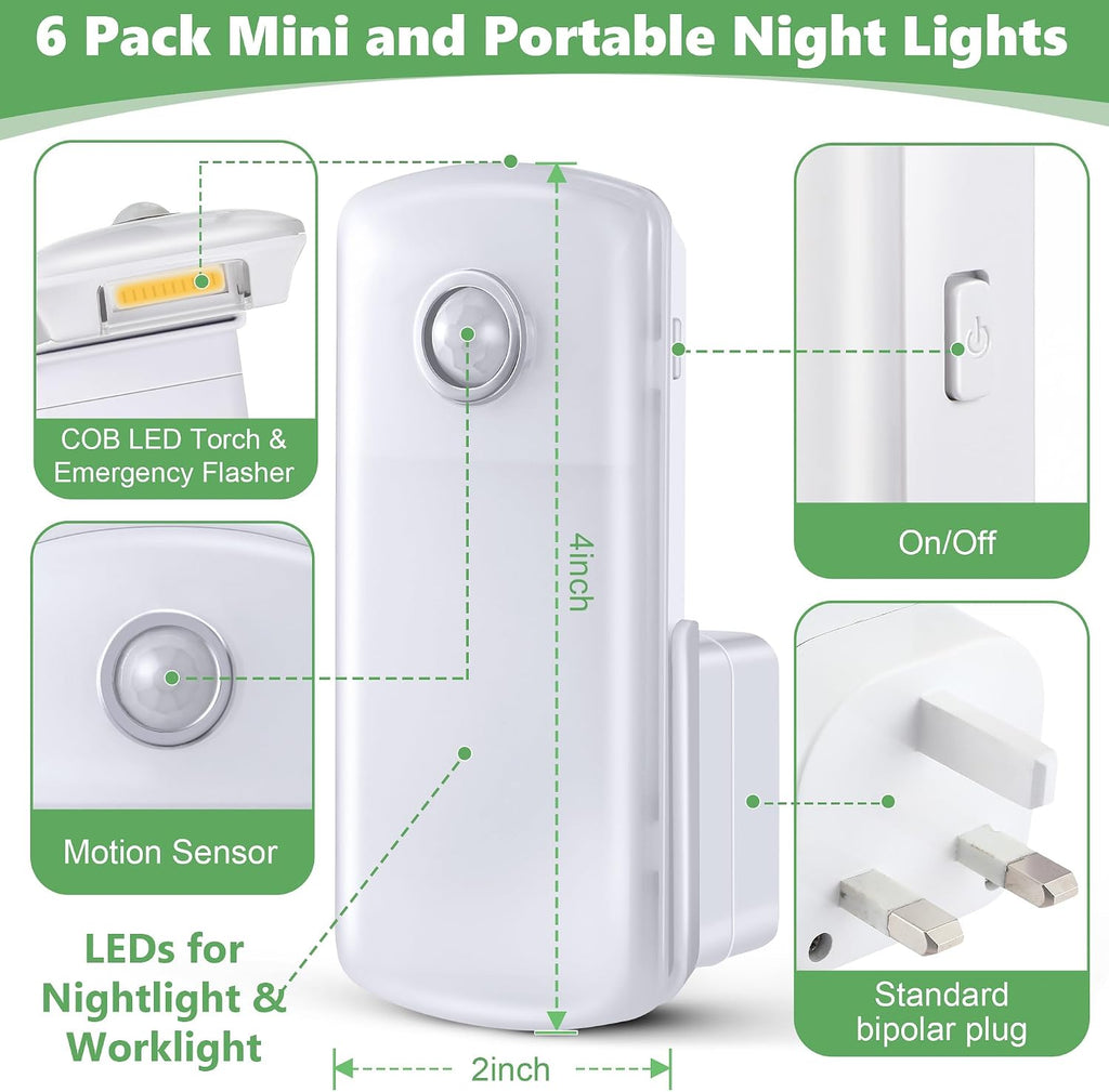 Enhon 6 Pack Emergency Power Failure Night Lights, Motion Sensor Night Light, Automatic Dusk to Dawn, Emergency Lights for Home…