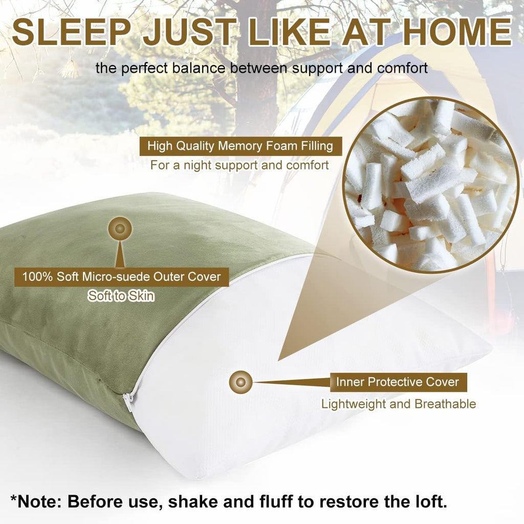 Ivellow Memory Foam Travel Pillow Compressible Camping Pillow for Sleeping Shredded Memory Foam Pillow Compact Firm Supportive Travel Pillo…