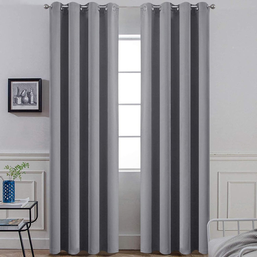 Yakamok Blackout Curtains 96 Inches Thermal Insulated Grey Room Darkening Window Drapes with 8 Grommets Window Treatment Curtain for…