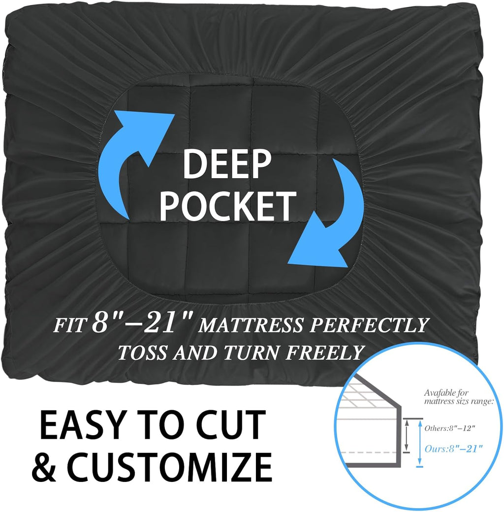 CYMULA California King Mattress Topper - Extra Thick Cooling Mattress Pad Cover for Back Pain - Soft Mattress Protector with 8-21 Inch…