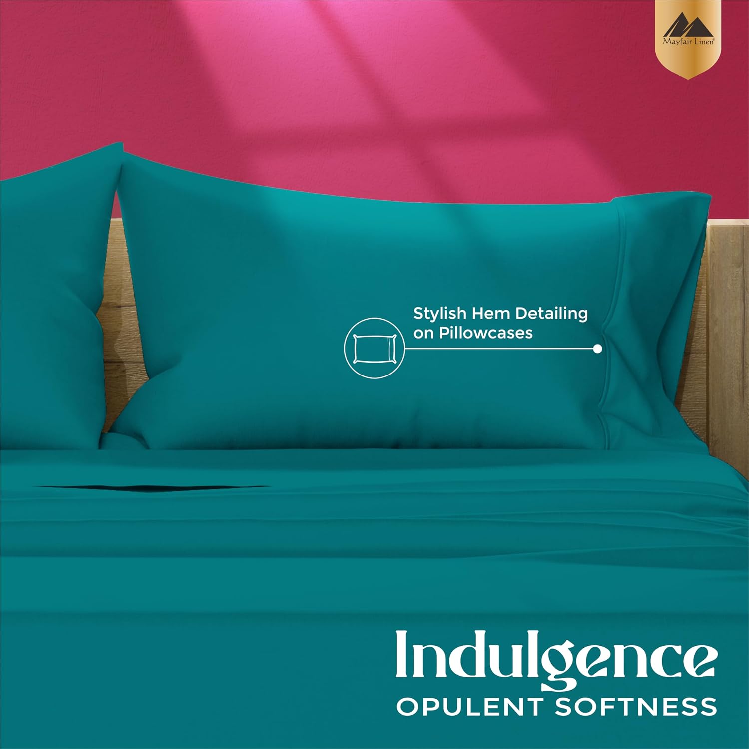 Mayfair Linen 100% Egyptian Cotton Pillow Cases Queen Size Set of 2 - Luxury 1200 Series Standard/Queen Pillow Cases (Teal), Silky Soft…