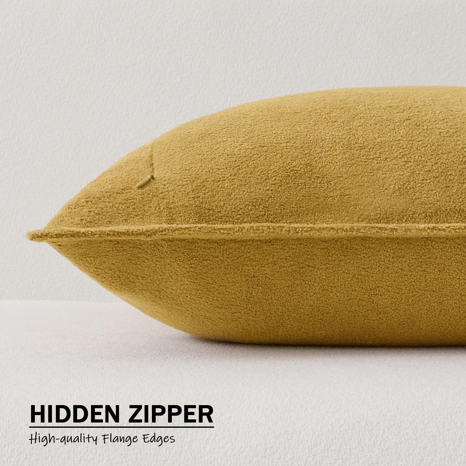 KevinTextile Kevin Textile Waterproof Decorative Pillow Covers Mustard Yellow 20x20 Inch Pack of 2 Soft Boucle Textured Throw Pillowcases E…