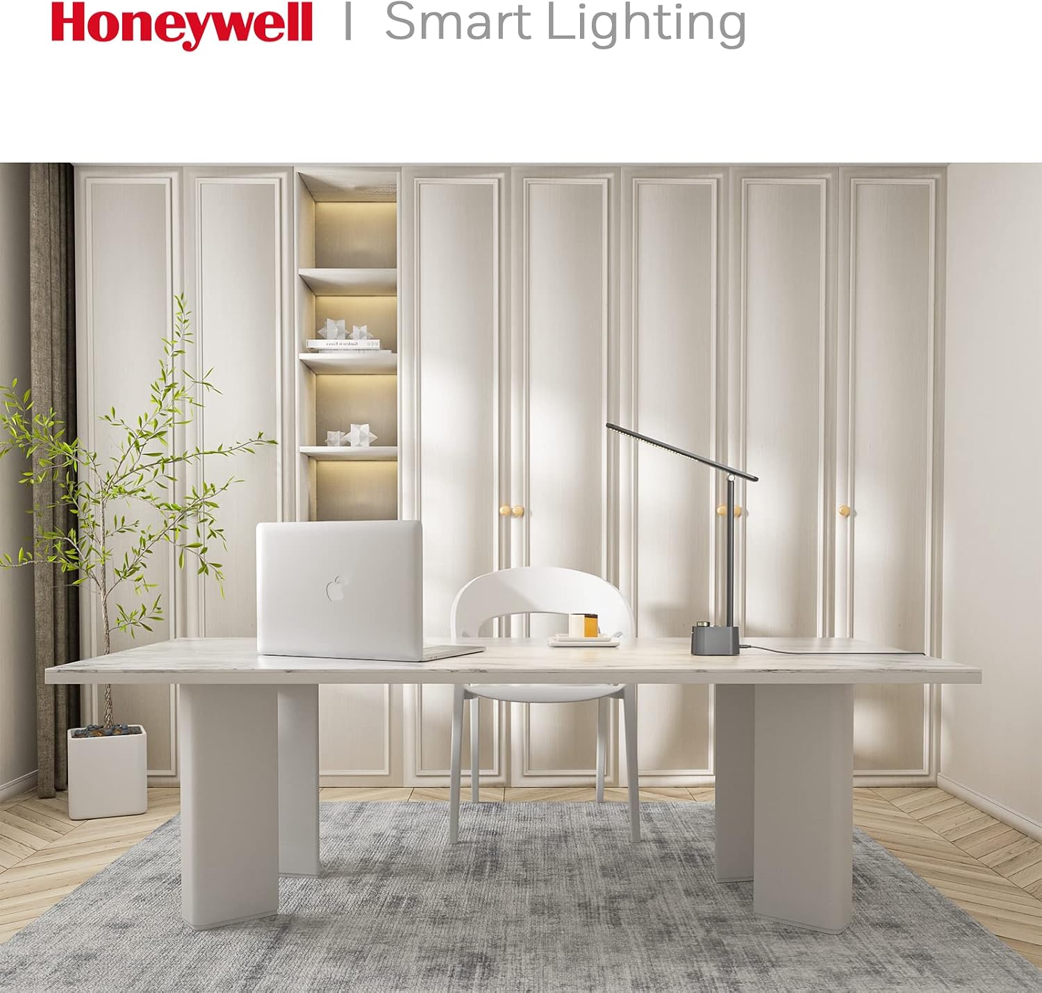 HoneywellAirComfort Honeywell LED Desk Lamp-Upgraded H01 Desk Lamps for Home Office with USB A+C Charging Ports, Stepless Dimmable Eye Carin…