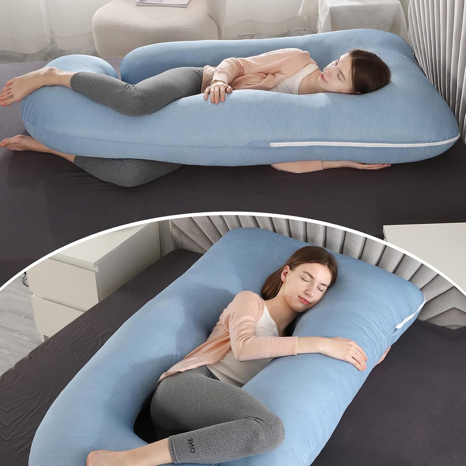 BATTOP Pregnancy Pillow for Sleeping, Maternity Pillow with Cooling Removable Cover,57 Inch Cooling Body Pillow, Support for…