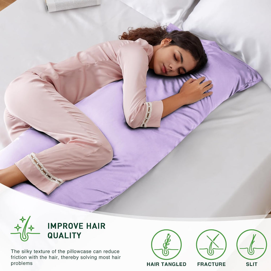 Lovescabin Love's cabin Satin Body Pillowcase 20x54, Cooling Pillow Cover for Hair and Skin, Silky Smooth with Envelope Closure, Similar to…