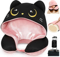 Mewaii Travel Neck Pillow with Hood for Airplanes, Memory Foam, Breathable Ice Silk & Soft Velvet, Double-Sided, Removable to…