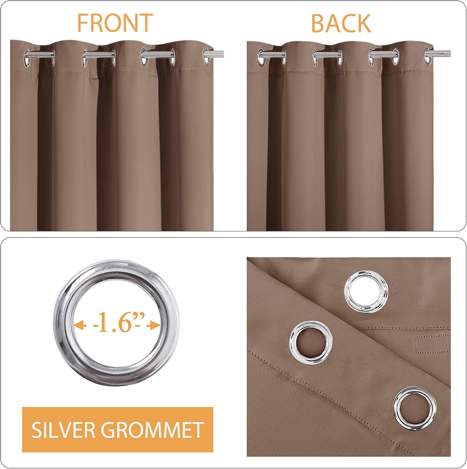Rybhome RYB HOME 3-in-1 Soundproof Curtains with Detachable Felt Liner, 100% Blackout Thermal Insulated Living Room Curtains, Draft Block D…