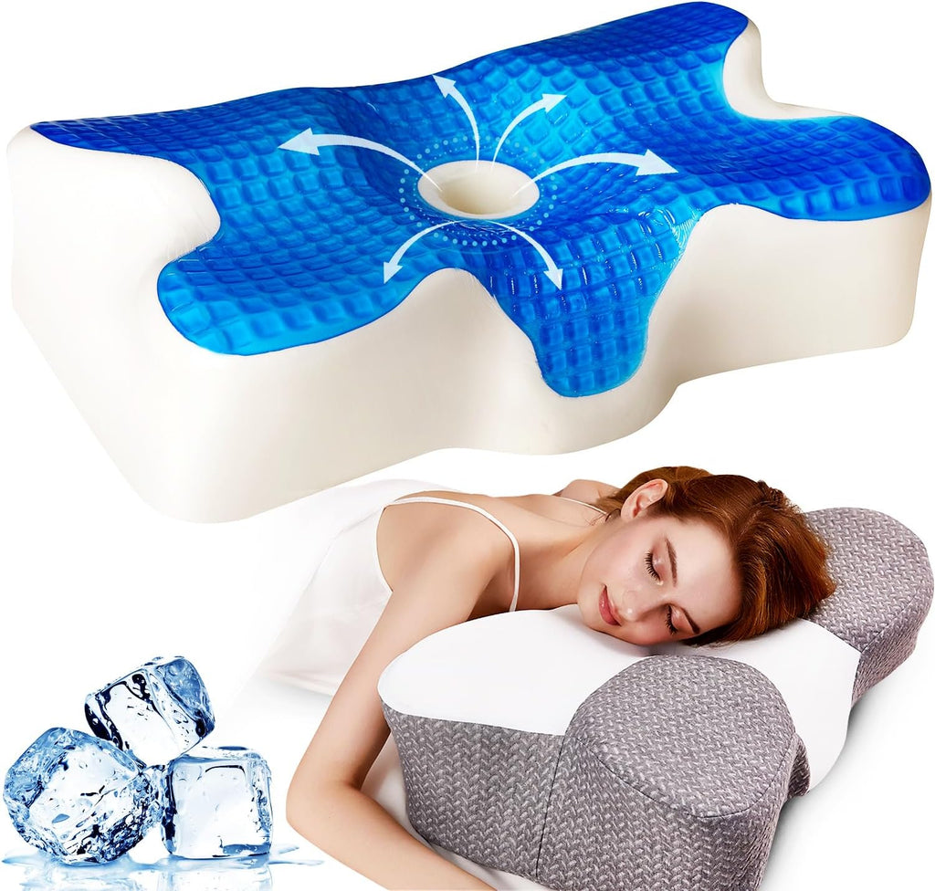 Eucior Cooling Gel Pillow, Cooling Cervical Neck Pillow, Gel Memory Foam Pillow, Odorless Ergonomic Contour Pillows, Orthopedic Bed Pillow for…