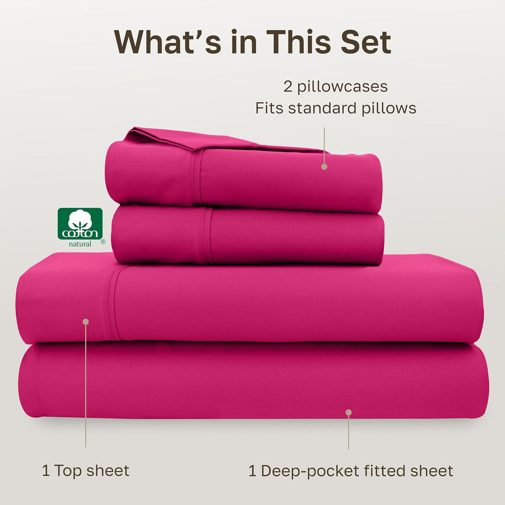 CaliforniaDesignDen California Design Den Soft Full Size 100% Cotton Sheet Sets, 400 Thread Count Good Housekeeping Award Winner, Silky Sat…
