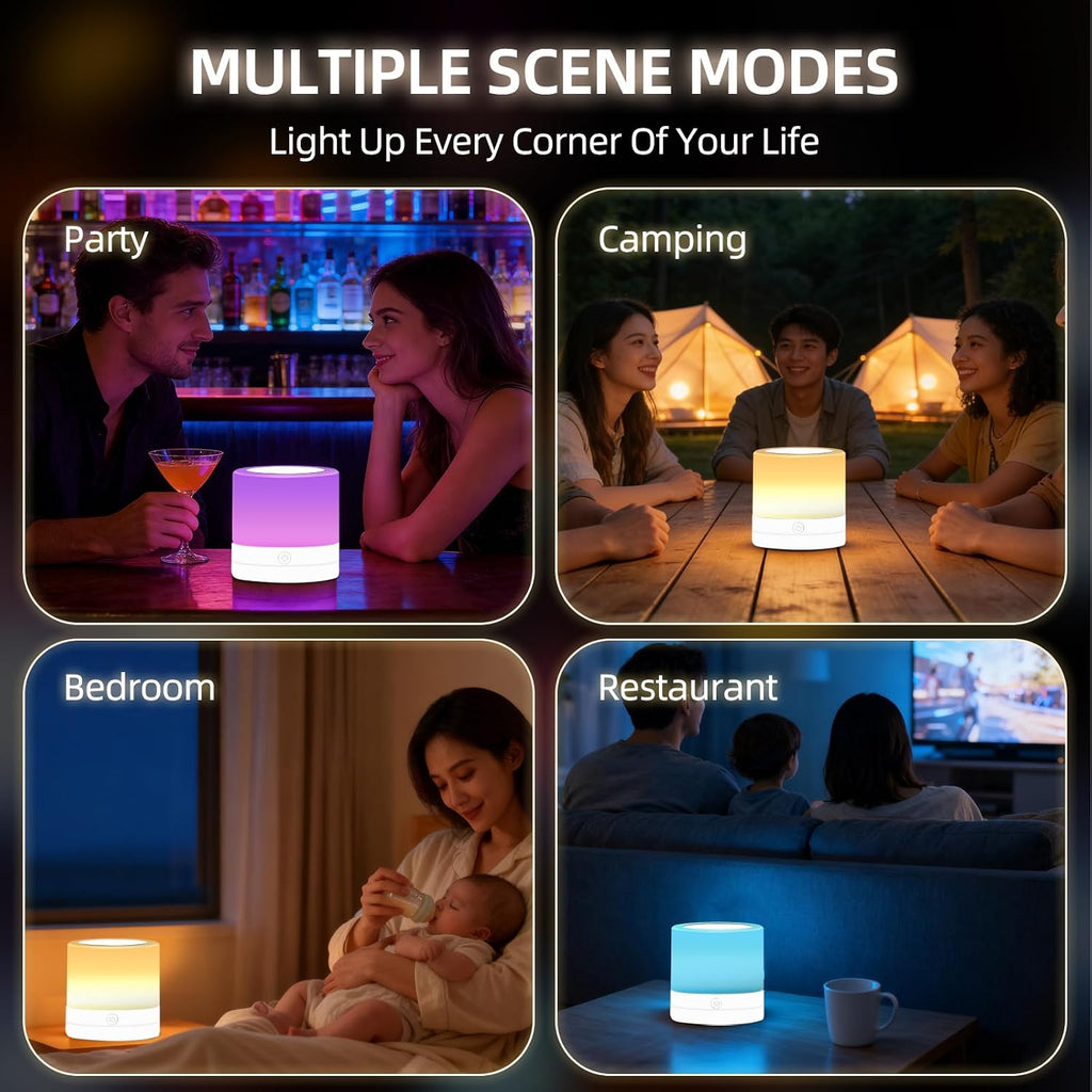 Portable Night Light for Kids, USB Rechargeable Small Desk Lamp,13 RGB Colors & 4 Brightness & 1 Remote, Touch Bedside Table Lamp for…