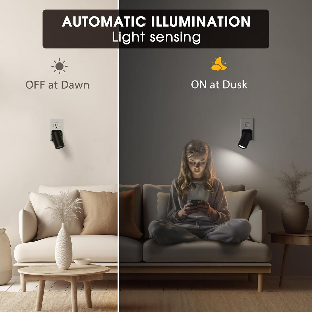 Briignite Night Lights Plug into Wall, 320° Rotating Night Light Plug in, 2Pack, Dusk to Dawn Sensor, 1W Dimmable Led nightlight Daylight…