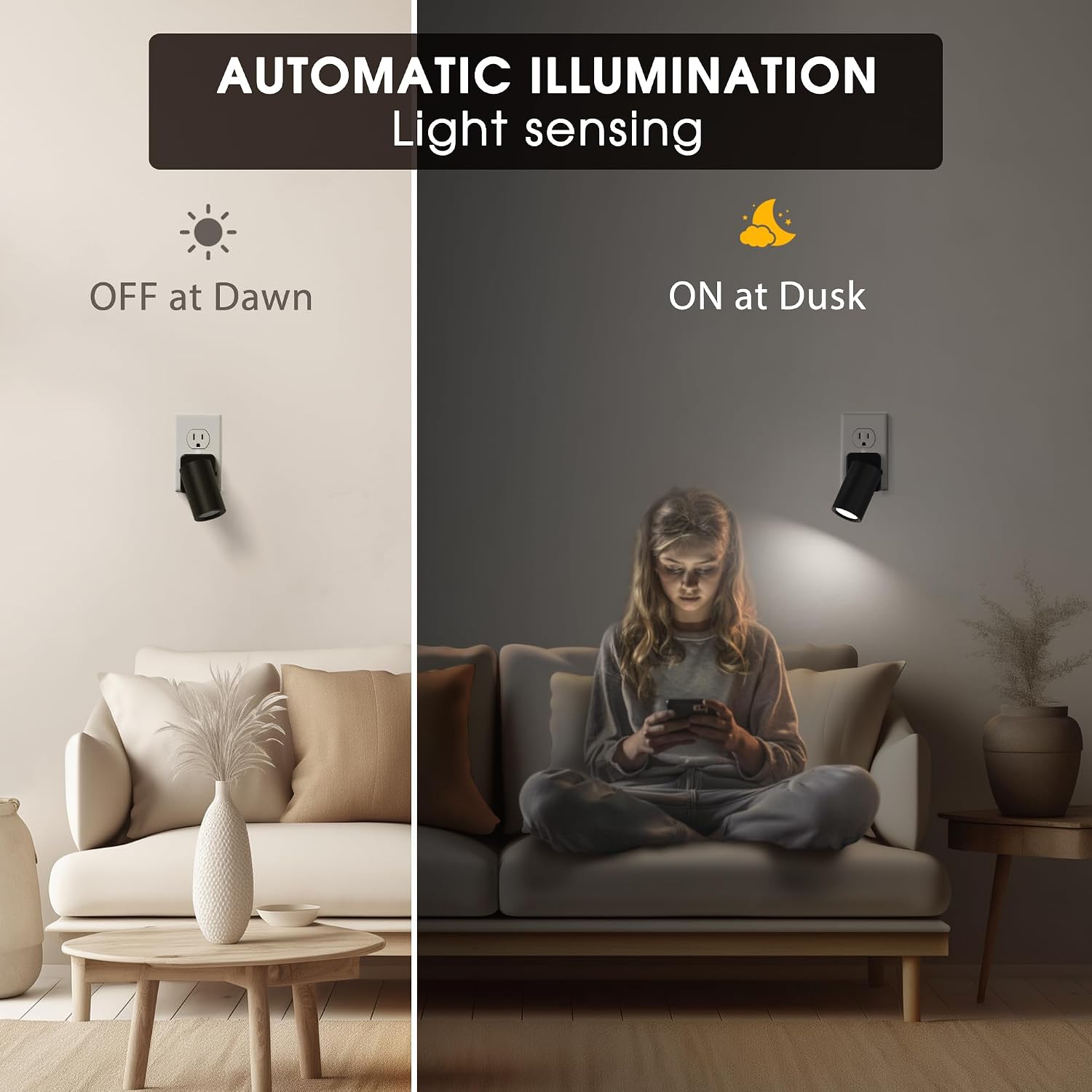 Briignite Night Lights Plug into Wall, 320° Rotating Night Light Plug in, Dusk to Dawn Sensor Dimmable Nightlight, Daylight White, 1W Led…