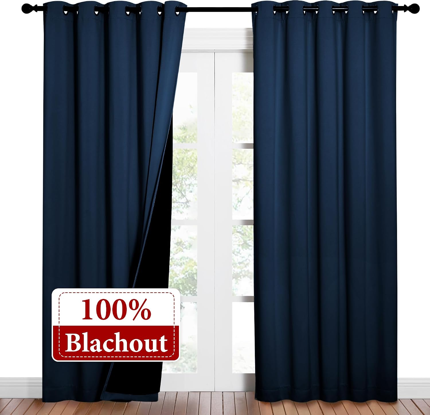 Nicetown Moroccan Blue Full Shade Curtain Panels, Pair of Energy Smart & Noise Blocking Out Blackout Drapes for Dining Room Window, Thermal…
