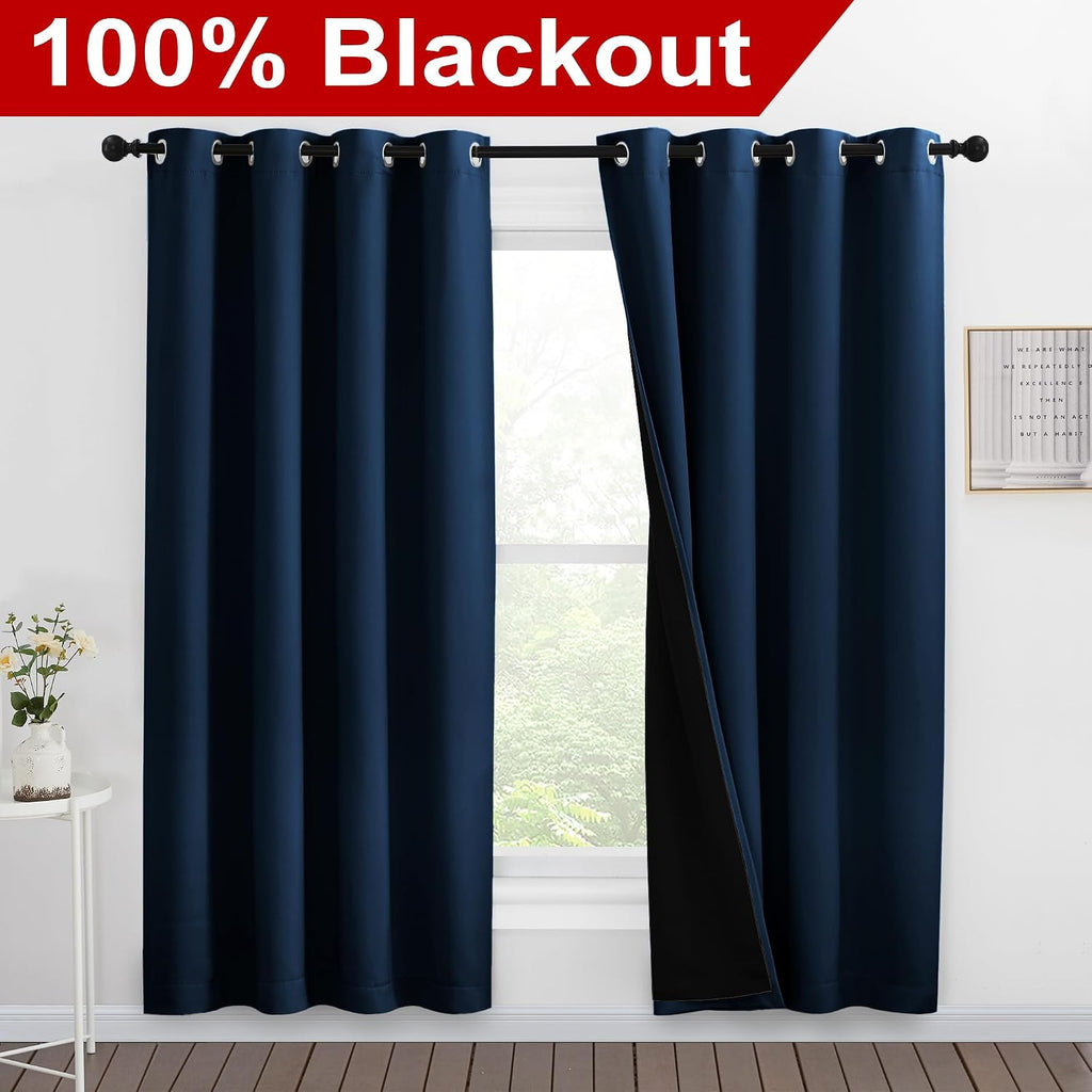 Nicetown Moroccan Blue Full Shade Curtain Panels, Pair of Energy Smart & Noise Blocking Out Blackout Drapes for Dining Room Window, Thermal…