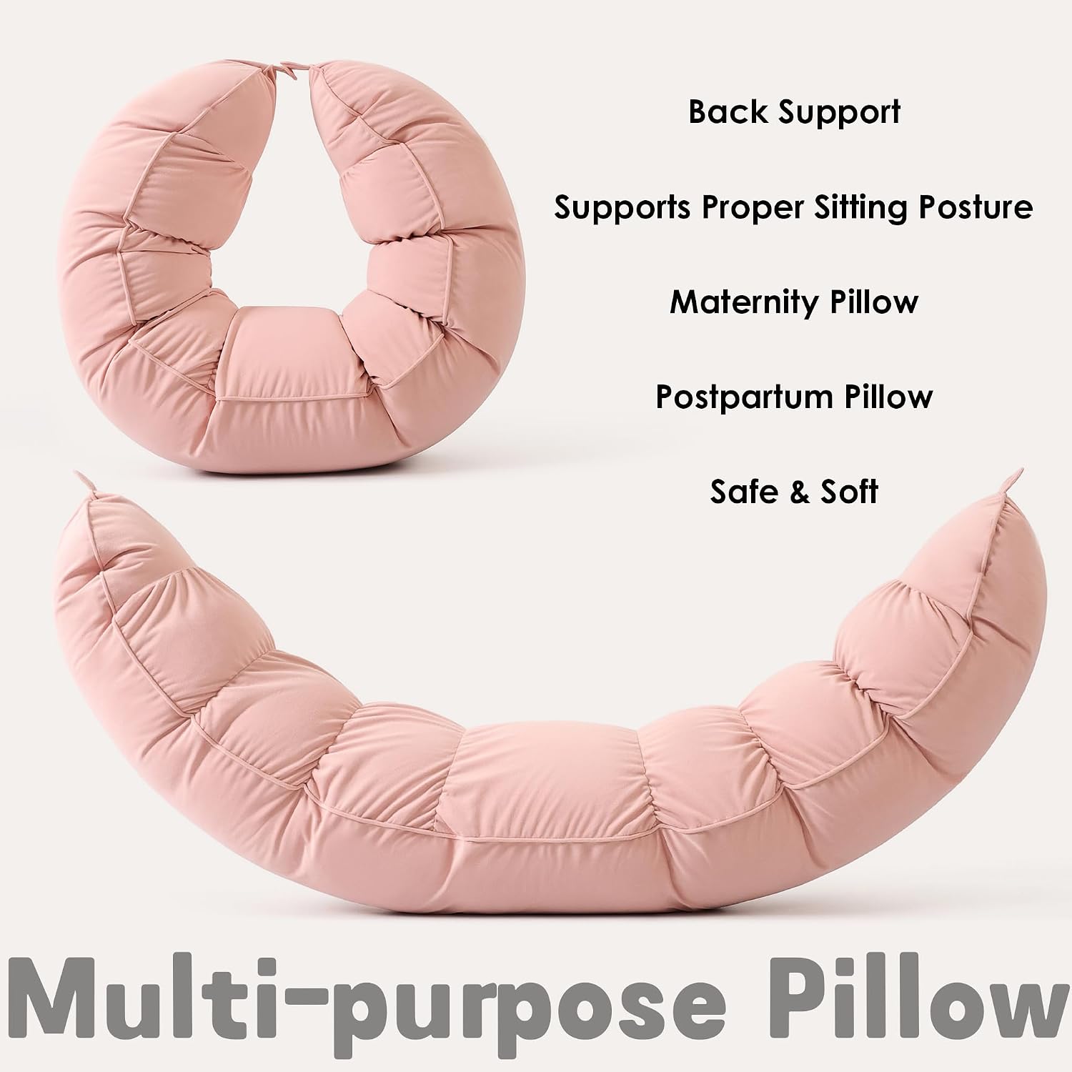 Peallow(Pat. Pend) – Long Round Body Pillow for Adults, Bolster Pillow for Sleeping, Soft and Supportive Pillow for Sleeping & Lumbar…