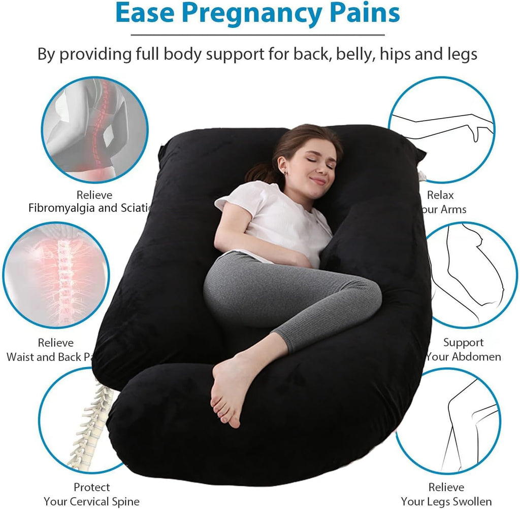 Jcickt Pregnancy Pillow J-Shaped Full Body Pillow, 59 inch with Velvet Cover Easy to Remove and Wash, Support Pregnant Women's Backs Legs a…