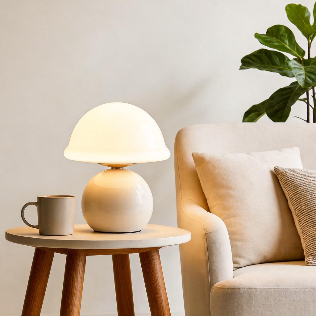 Mushroom Table Lamp for Bedroom, Cozy Bedside Lamp with Glass Shade, Stepless Dimmable Nightstand Lamp for Relaxing Bedroom Decor &…