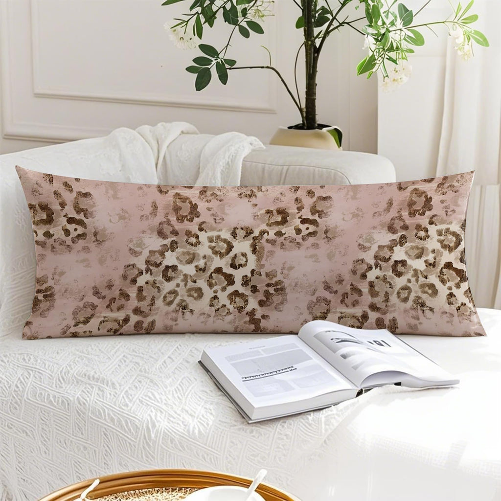 Pink Leopard Print 20x54 Body Pillow Cover, Pink Cheetah Print Room Decor, Funky Y2k Blush Pink Animal Print Decorative Long Body Pillow…