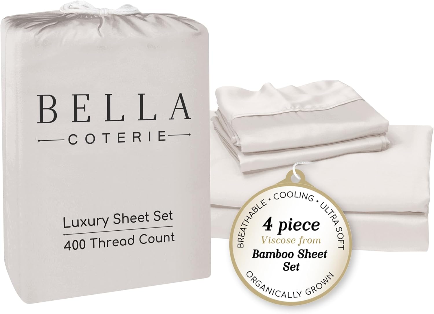 Bella Coterie Luxury Bamboo Viscose Cal King Size Sheet Set | 100% Organically Grown | Ultra Soft | Cooling for Hot Sleepers | 18" Deep…