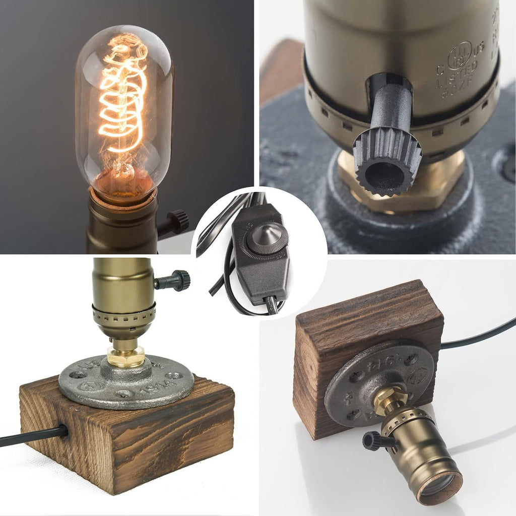 Vintage Table Lamp, Industrial Dimmable Nightlight Steampunk Desk Lamp with E26 Lamp Holder for Bedroom Living Room Home Art Display Cafe…