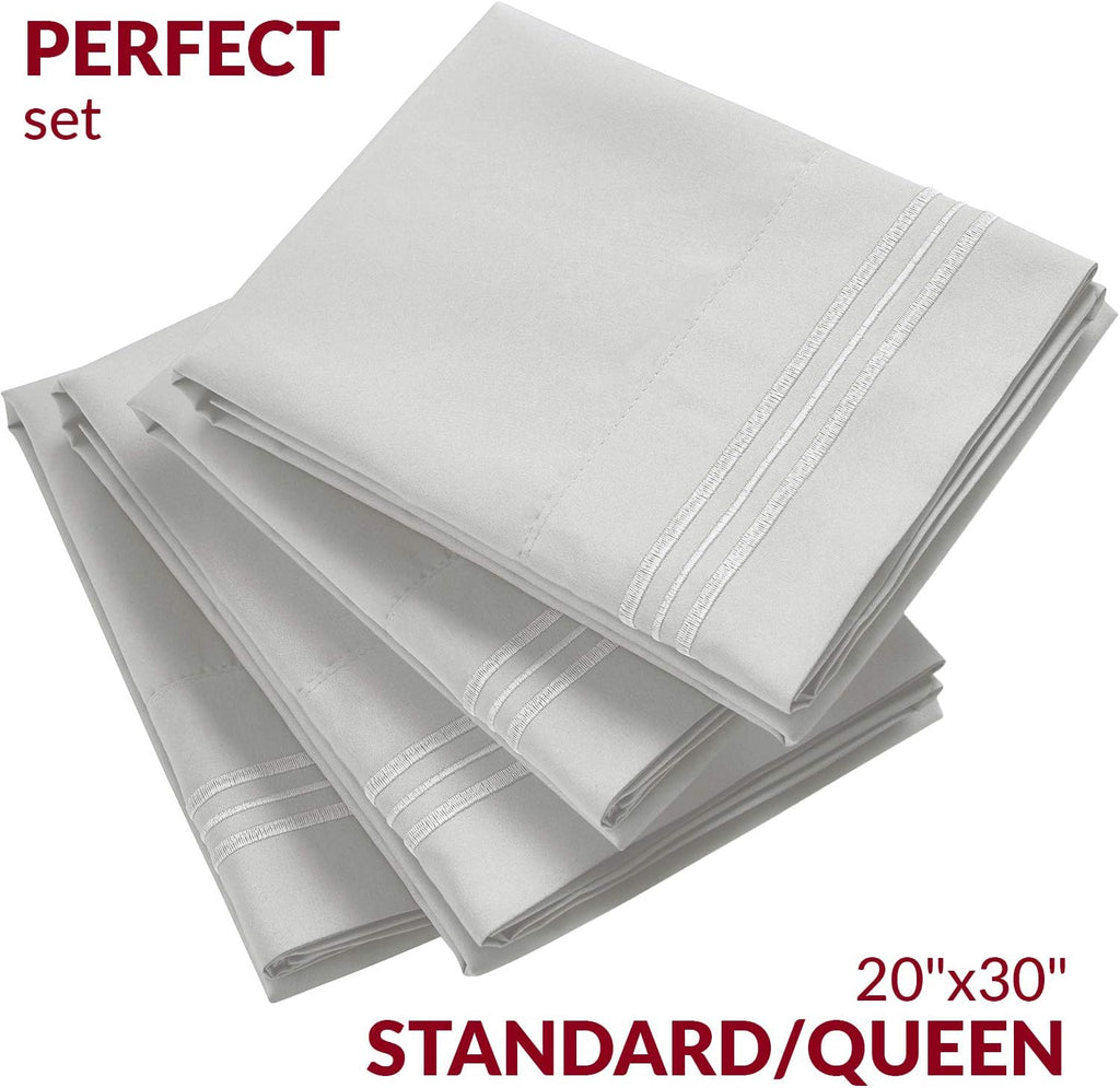Mellanni Pillow Cases Set - 4 PC Iconic Collection Pillowcases - Luxury, Extra Soft, Cooling Pillow Covers - Wrinkle, Fade, Stain Resistant…
