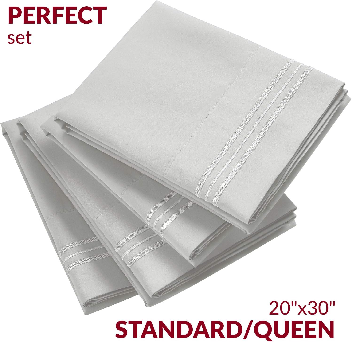 Mellanni Pillow Cases Set - 4 PC Iconic Collection Pillowcases - Luxury, Extra Soft, Cooling Pillow Covers - Wrinkle, Fade, Stain Resistant…