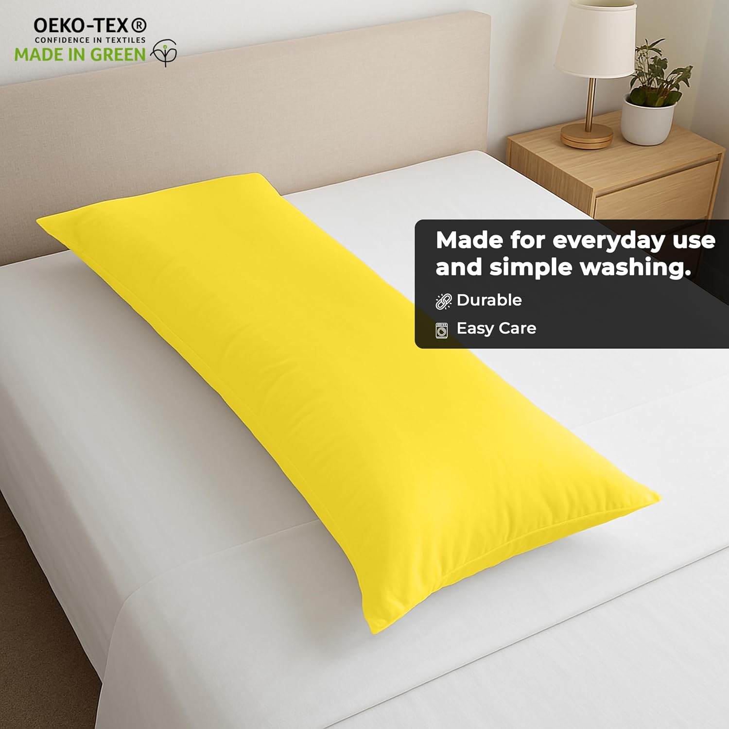 Royalelinens ROYALE LINENS Body Pillow Cover - Double Brushed 1800 Microfiber - 20"x54" with Hidden Zipper Closure - Wrinkle & Fade Resista…