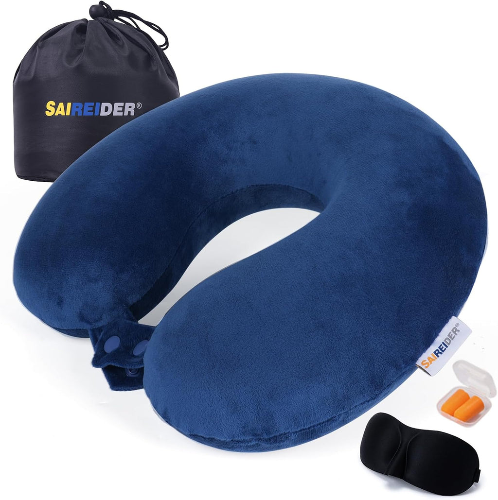 Saireider Travel Pillow 100% Memory Foam Airplanes Neck Pillows -help reduce The Heads from Falling Forward Travel Neck Pillows with…