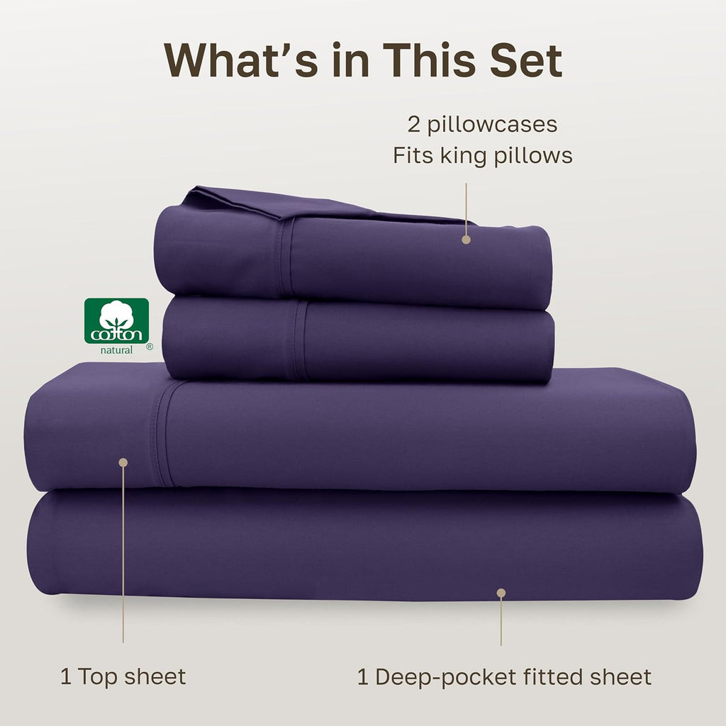 CaliforniaDesignDen California Design Den Soft King Size Cotton Sheet Sets, 400 TC Good Housekeeping Award Winner, Silky Smooth Sateen Weav…