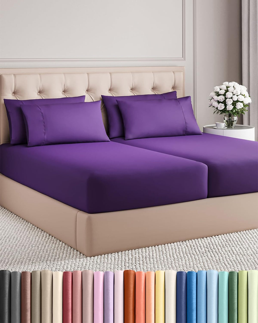 Split King 7 Piece Sheet Set - Comfy, Breathable & Cooling - Soft Hotel Luxury Bedding for Women, Men, Kids, Teens and Children - 1 Flat…