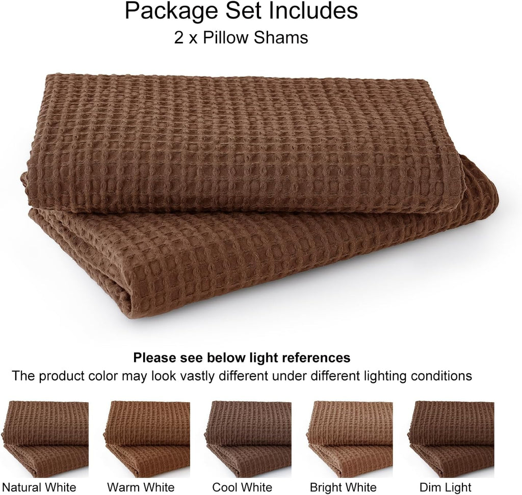 Phf 100% Cotton Waffle Weave Throw Pillow Cover, 24" x 24", No Filling, 2 Pack Elegant Home Decorative Square Throw Pillow Covers for Bed C…