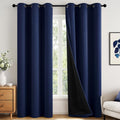 Miulee Navy Blue 100% Blackout Curtains for Bedroom 72 Inch Long, 2 Thick Layers Thermal Insulated Black Out Window Curtains with Black Lin…