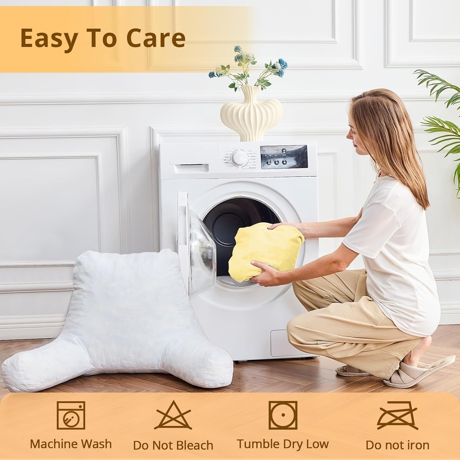 Sasttie Reading Pillow, Velvet Back Pillow for Bed Sitting Up, Adult Back-Rest Support Cushion with Arms for Sit Up on Couch, Sofa, and…